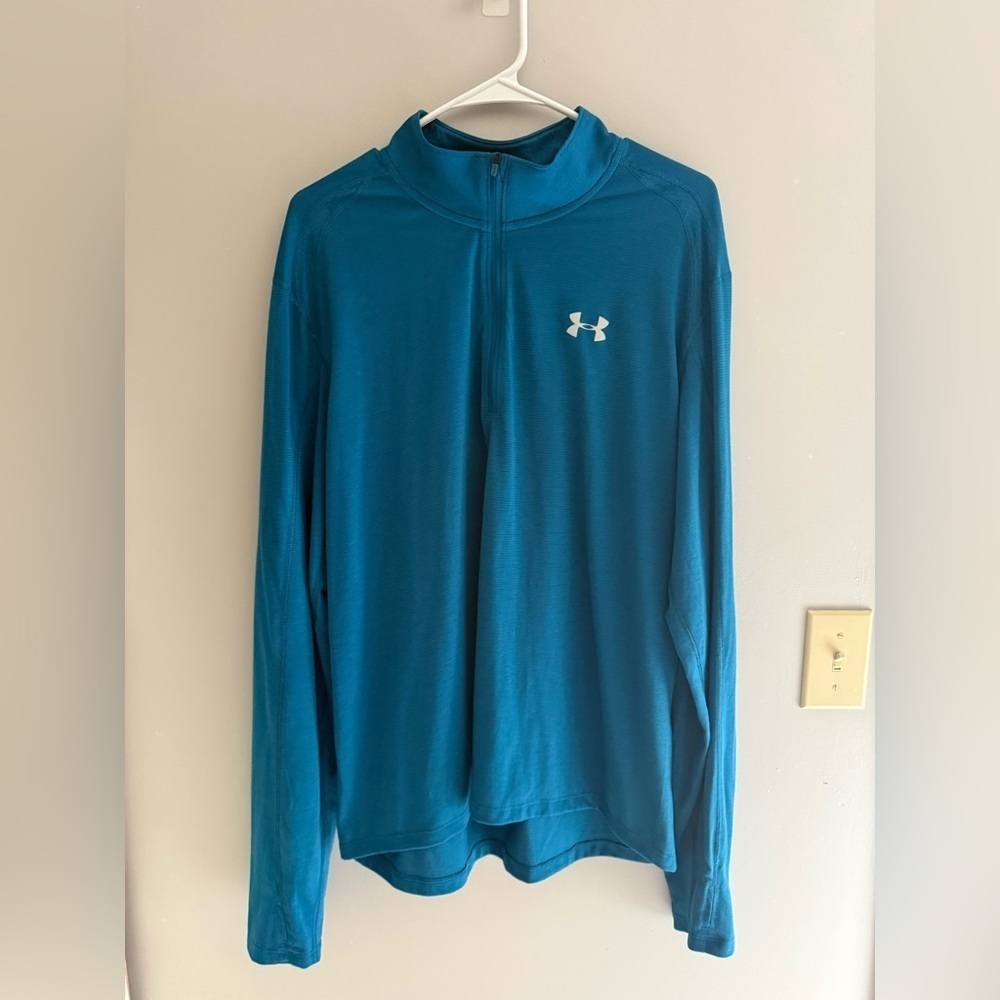Under Armour Heatgear Fitted Pullover Sweater Mens SZ XL Blue Lightweight Casual